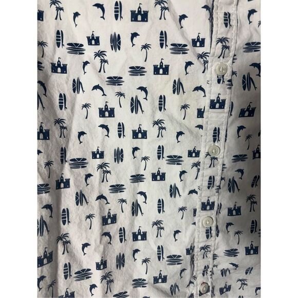 Burnside Men's White Tropical Print Button Down Short Sleeve Shirt Size M - Picture 5 of 7